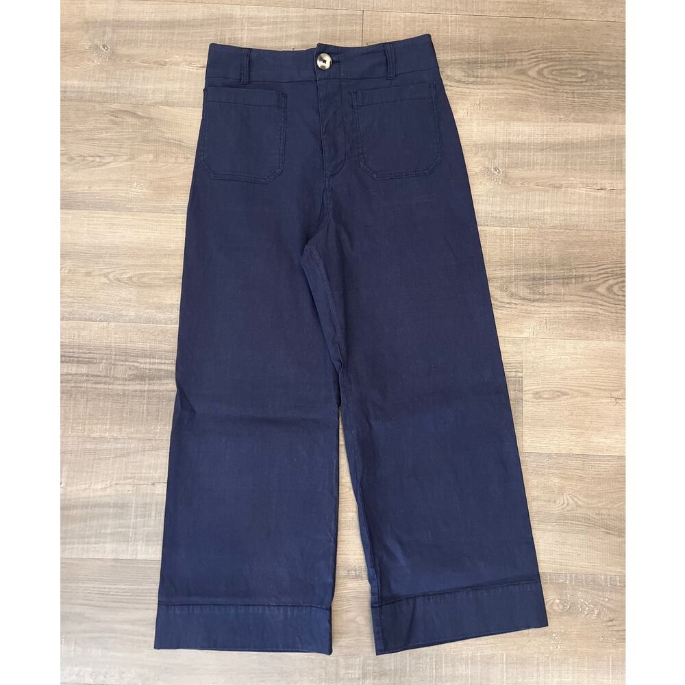 Anthropologie The Colette Navy Ponte Crop Wide Leg Pants